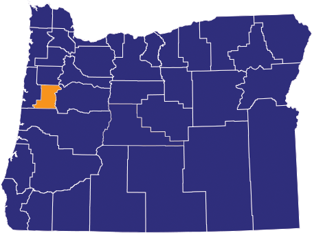 Map highlighting Benton County