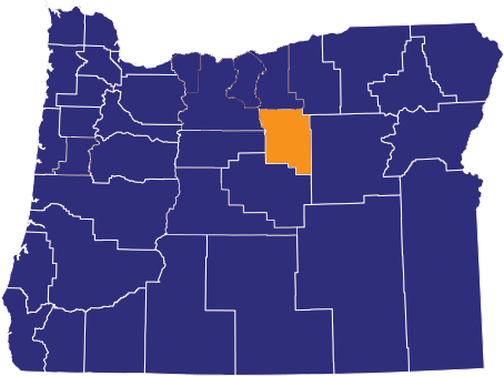 Map highlighting Wheeler County