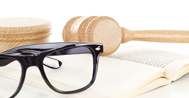 Book, glasses, and gavel