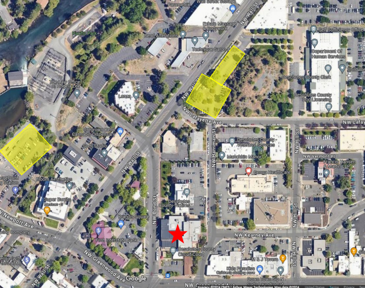 Parking map for Deschutes County Courthouse