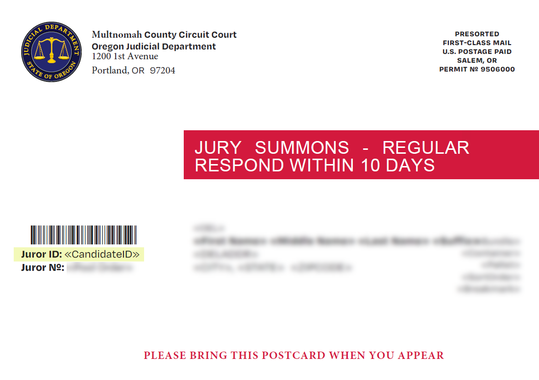 sample juror postcard